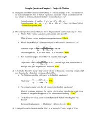 Sample Questions Chapter 2: Projectile Motion