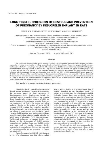 long term suppression of oestrus and prevention of pregnancy by ...