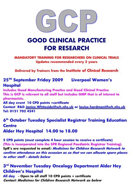 GOOD CLINICAL PRACTICE FOR RESEARCH