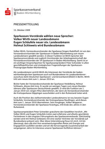 Sparkassen wÃ¤hlen neue Sprecher2 - Sparkassenverband Baden ...