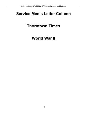 Service Men's Letter Column Thorntown Times World War II Index