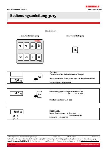 Bedienungsanleitung 3015 - Soehnle Professional