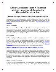 Abney Associates Team A financial advisory practice of Ameriprise Financial Services, Inc.