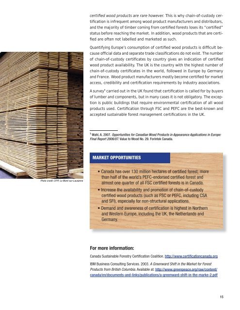 Wood Market Trends in Europe - BC Coastal Initiative