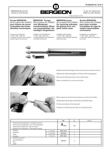 Emo patent No 376437 - N° de planche - Bergeon