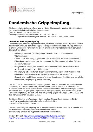 Pandemische Grippeimpfung im Spital Oberengadin / PDF