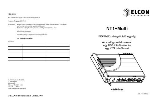 Nt1+Multi - Elcon Systemtechnik