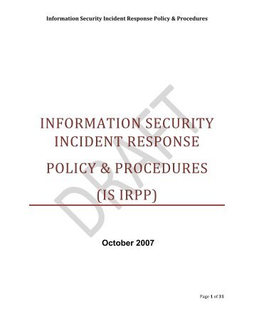 Information Security - Incident Response Policy