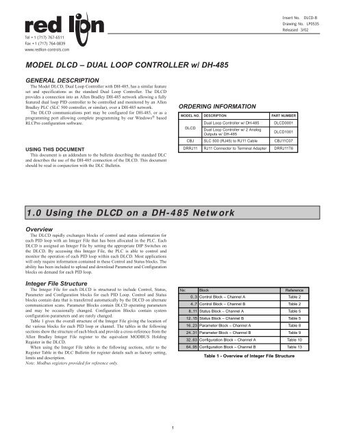 DLCD Data Sheet/Manual PDF - Red Lion Controls