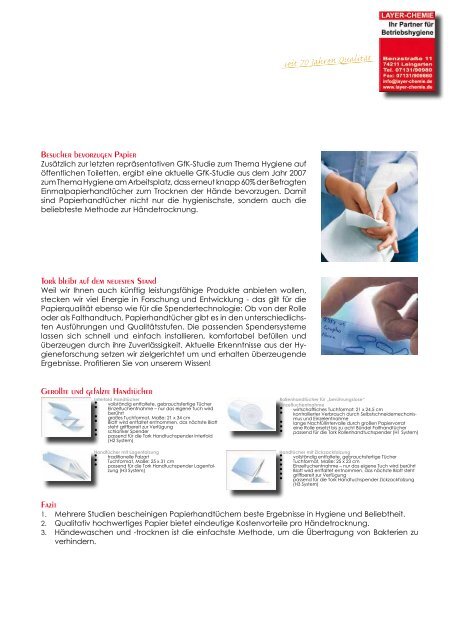 Papier Waschraum - layer-chemie gmbh