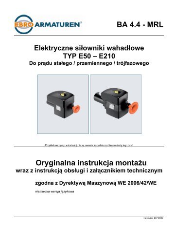 Elektryczne siÅowniki wahadÅowe TYP E50 - Ebro Armaturen