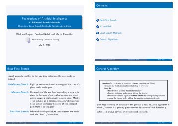 Foundations of Artificial Intelligence - 4. Informed Search Methods ...