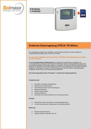 Dreikreis-Solarregelung STECA TR 603mc - Solmaxx