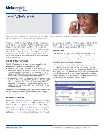 METAVIEW WEB - Metaswitch
