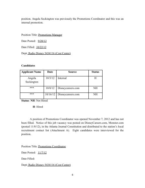 WWMI EEO Report October 1, 2011 â September 30 ... - Radio Disney