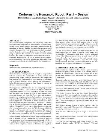 Cerberus the Humanoid Robot: Part I - Engineering and Computing ...