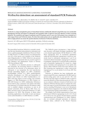 Wolbachia detection: an assessment of standard PCR Protocols
