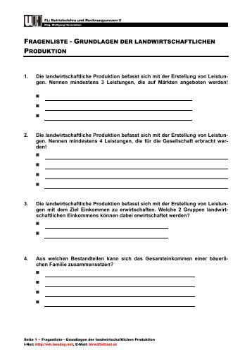 GRUNDLAGEN LANDWIRTSCHAFTLICHER PRODUKTION - Twoday