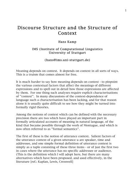 Discourse Structure and the Structure of Context - Multiple Choices