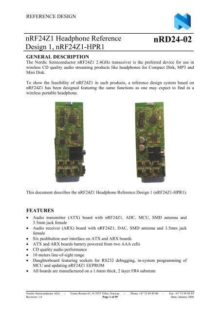 NRD24-02 NRF24Z1 Headphone Reference Design 1