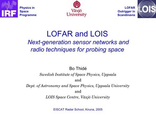 lofar - Swedish Institute of Space Physics - Uppsala