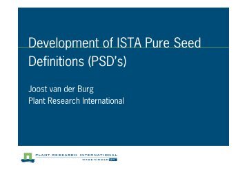 Presentation Van der Burg 1 - International Seed Testing Association