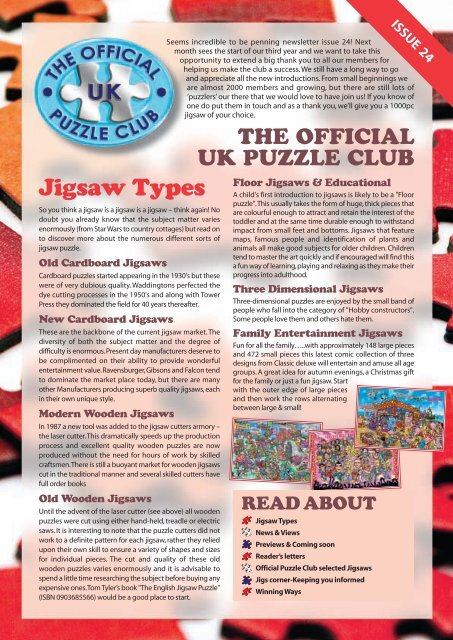 Jigsaws and Puzzles Newsletter Issue 24 - Jigsaw Puzzles