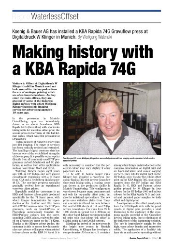 Making history with a KBA Rapida 74G - Graphic Repro Online