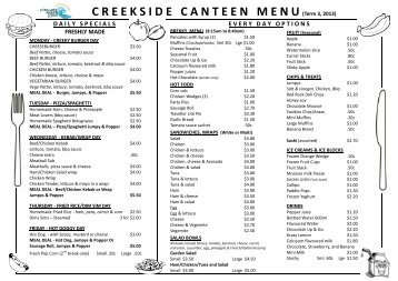 Canteen Price List