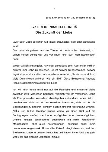 3) BREIDENBACH-FRONIUS Eva: Die Zukunft der Liebe (Heft 24 ...