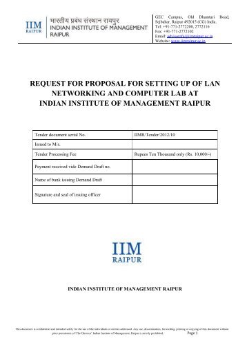 SUDA Tender Document - IIM Raipur