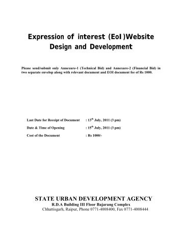 Expression of interest (EoI)Website Design and Development