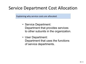 Service Department Cost Allocation - Anna Lee