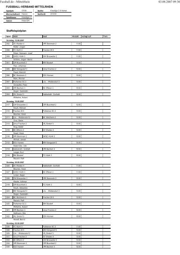 Spielplan Senioren 2 - beim BC Efferen