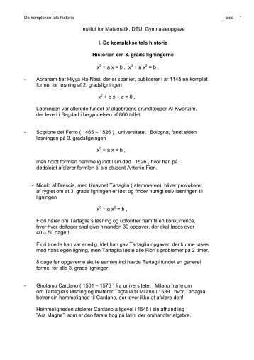 Oprindelsen af de komplekse tal