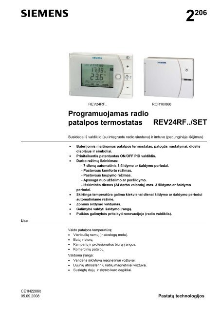 Programuojamas termostatas REV24 (lietuviÅ³ k., 628 KB) - Siemens