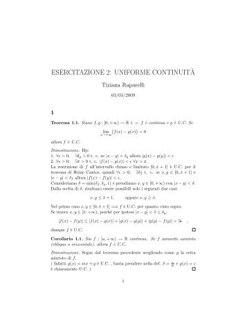 ESERCITAZIONE 2: UNIFORME CONTINUIT`A