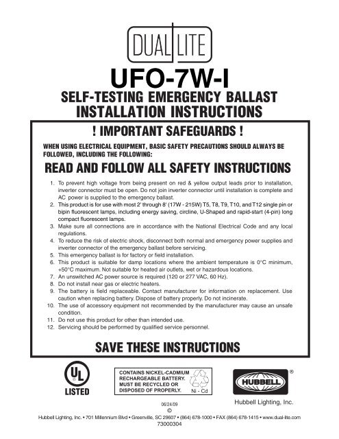Lampak UFO-7W-I Installation Instructions - Dual-Lite