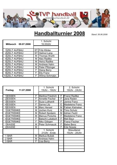 Handballturnier 2008 Stand: 26.06.2008