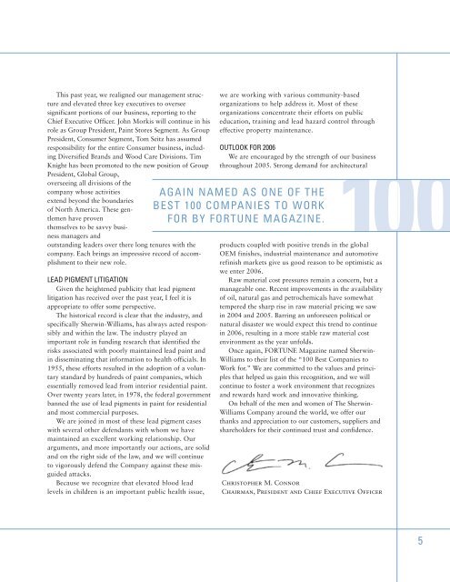 2005 Annual Report - Investor Relations - Sherwin-Williams