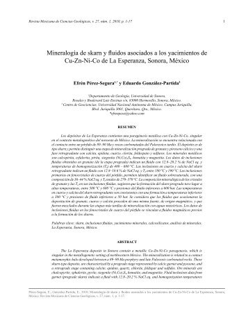 MineralogÃ­a de skarn y fluidos asociados a los yacimientos ... - SciELO