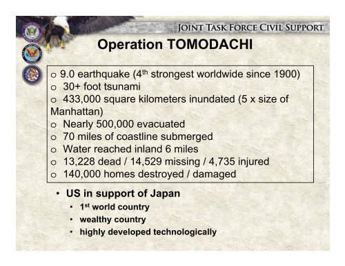 Operation TOMODACHI - Japan Tsunami Relief Operations