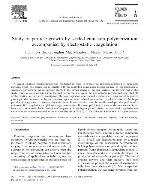 Study of particle growth by seeded emulsion polymerization ...