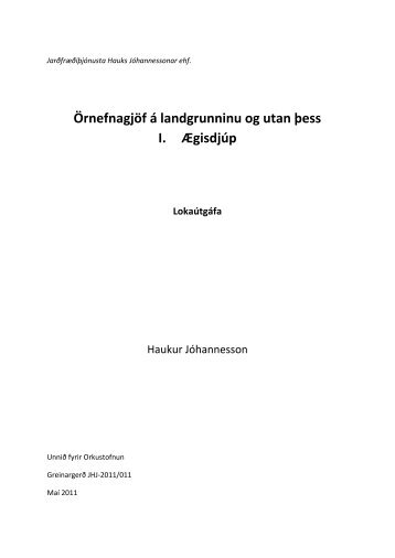 ÃrnefnagjÃ¶f Ã¡ landgrunninu og utan Ã¾ess I. ÃgisdjÃºp - Orkustofnun