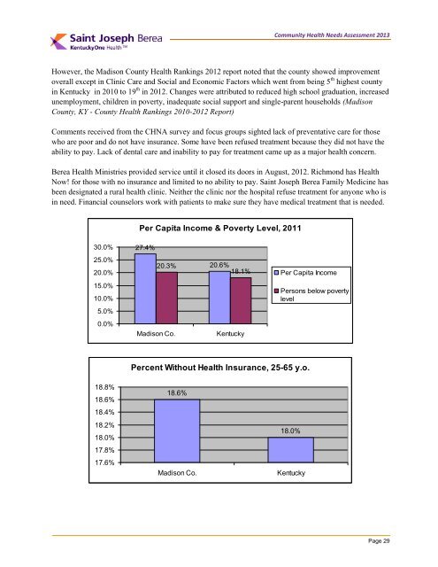 Community Health Needs Assessment 2012 - Saint Joseph Hospital