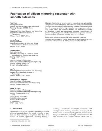 Fabrication of silicon microring resonator with smooth sidewalls