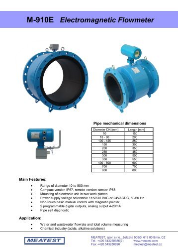 M910E Electromagnetic flowmeter - meatest.cz