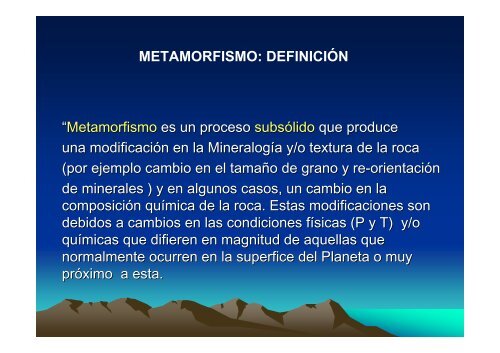 UNIDAD VI METAMORFISMO Y ROCAS METAMÃRFICAS