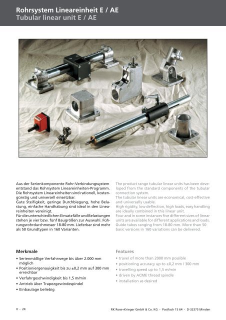 Spindel-Lineareinheiten Linear units with spindle drive