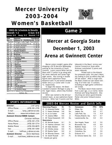 Mercer University 2003-2004 Women's Basketball